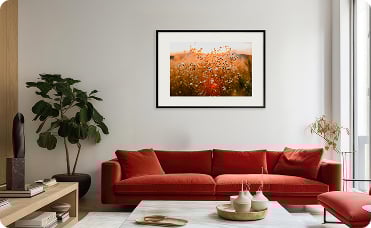 Large flexframe in landscape orientation above the couch